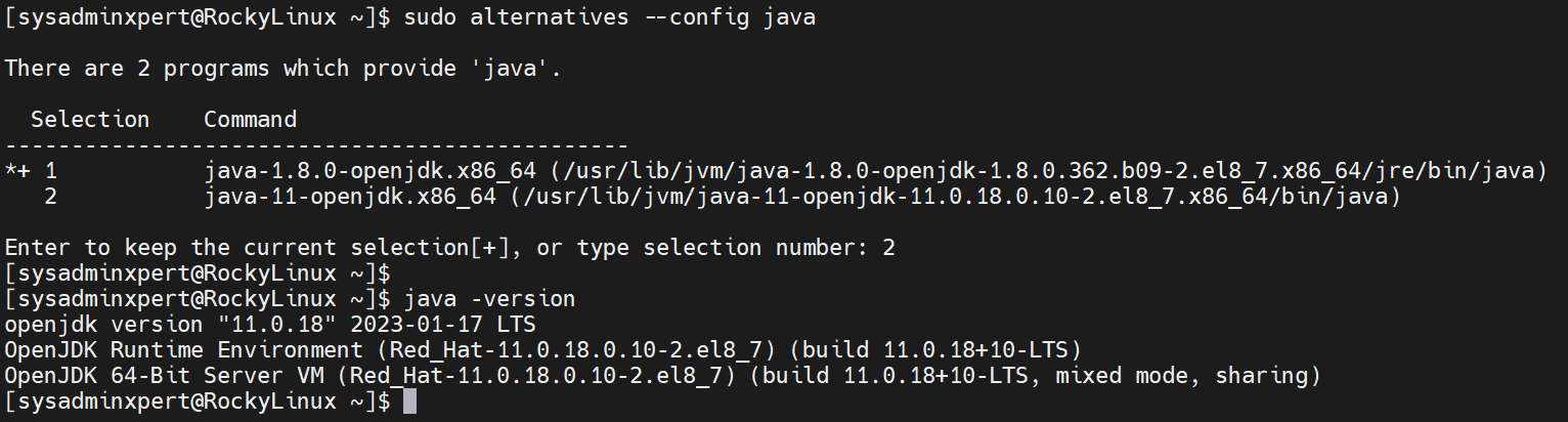 Upgrade Java 8 To Java 11 on Rocky Linux